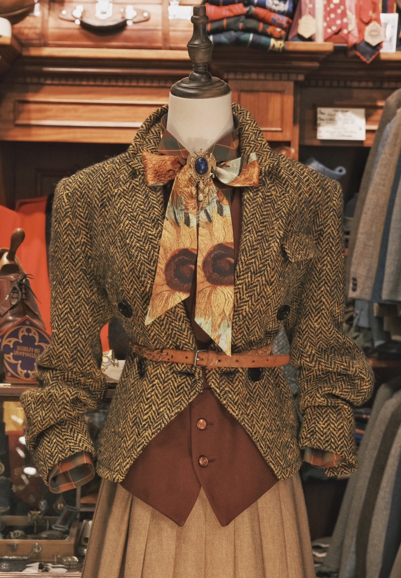 日不落 vintage 古着半群 连衣裙 外套服饰长袖港风印花复古日系