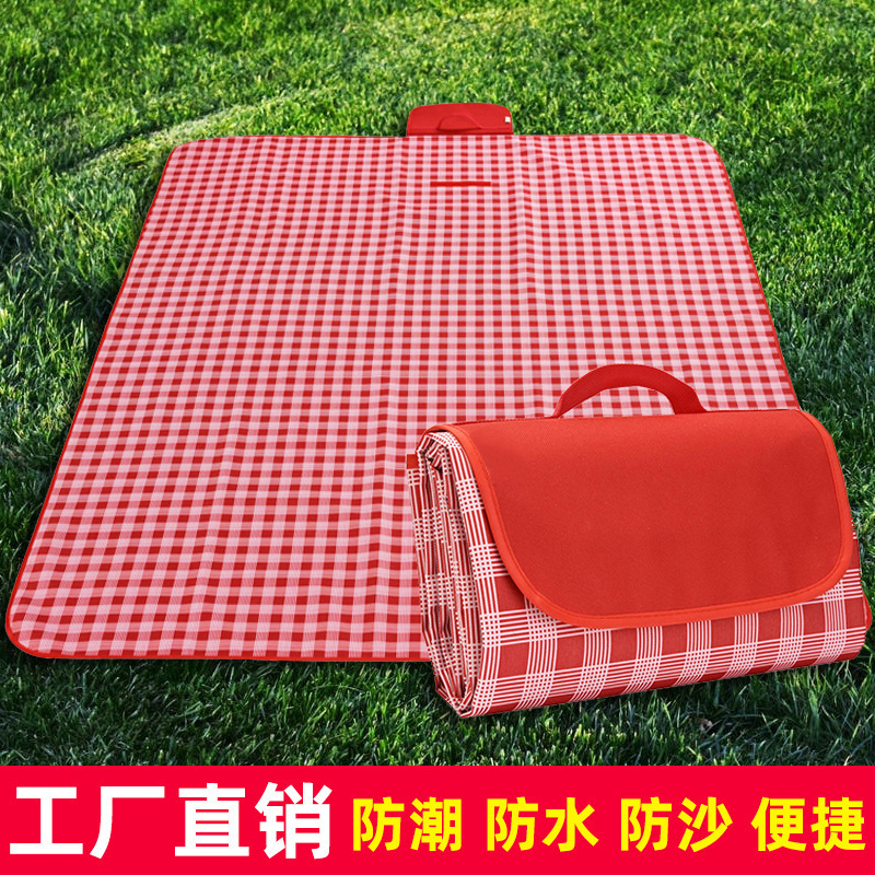 户外用品野餐垫 便携防水防潮野外垫 加厚帐篷格子牛津布折叠地垫