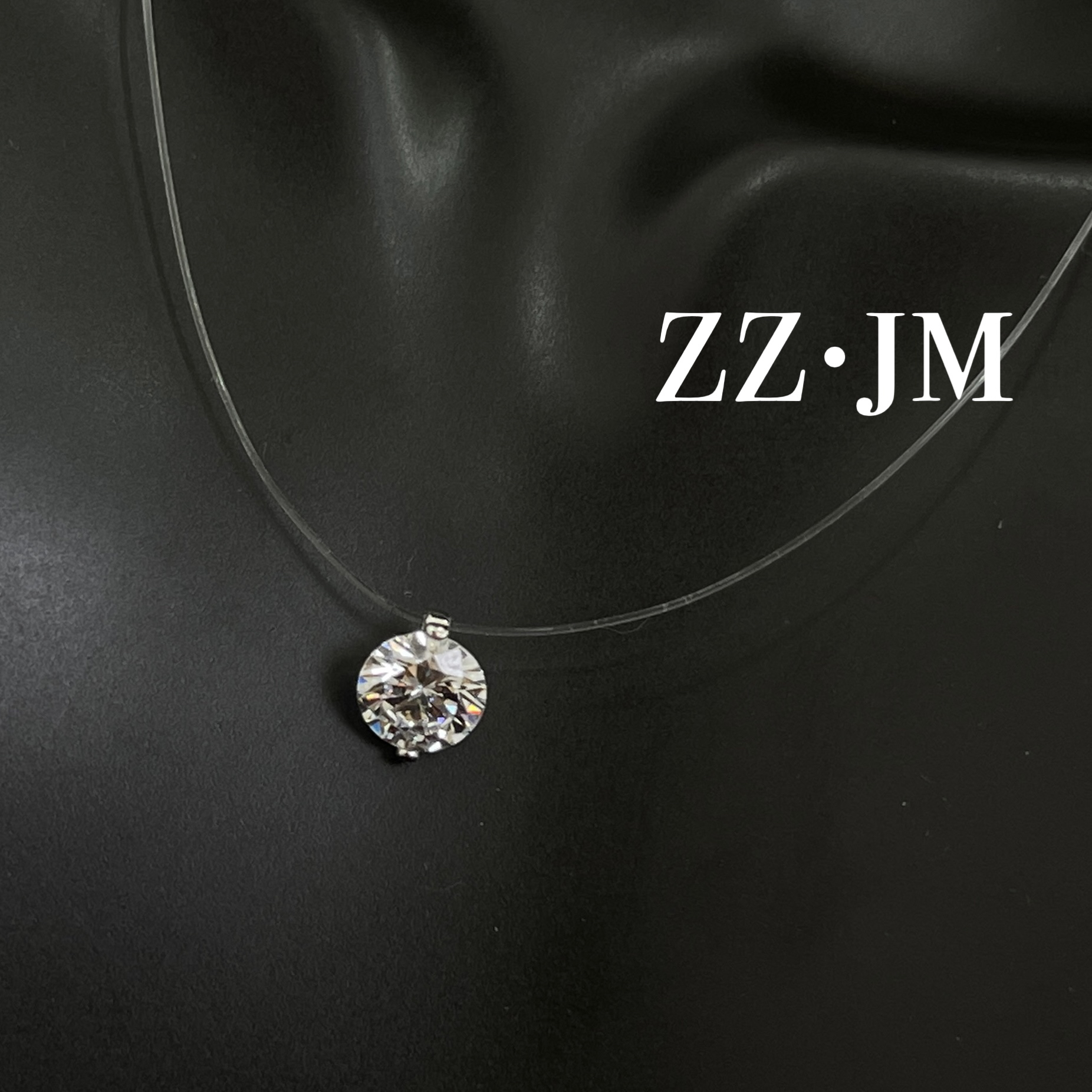 铜合金项链 （L孙俪同款鱼丝线一颗锆）一滴泪珠小众简约