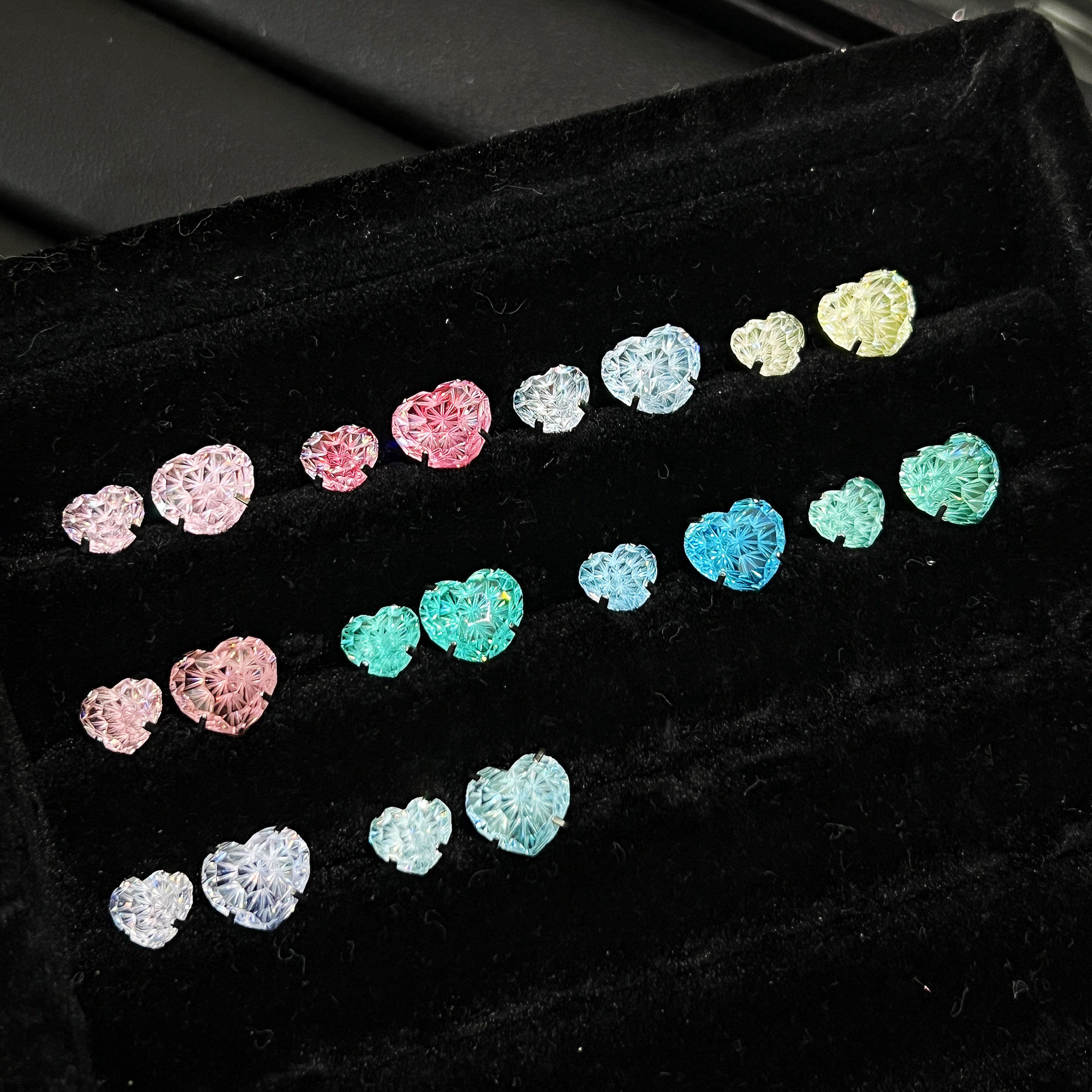 钛钢合成锆石耳饰 火因花爱心超闪耳骨钉耳蜗钉外螺旋长6粗0.8杆