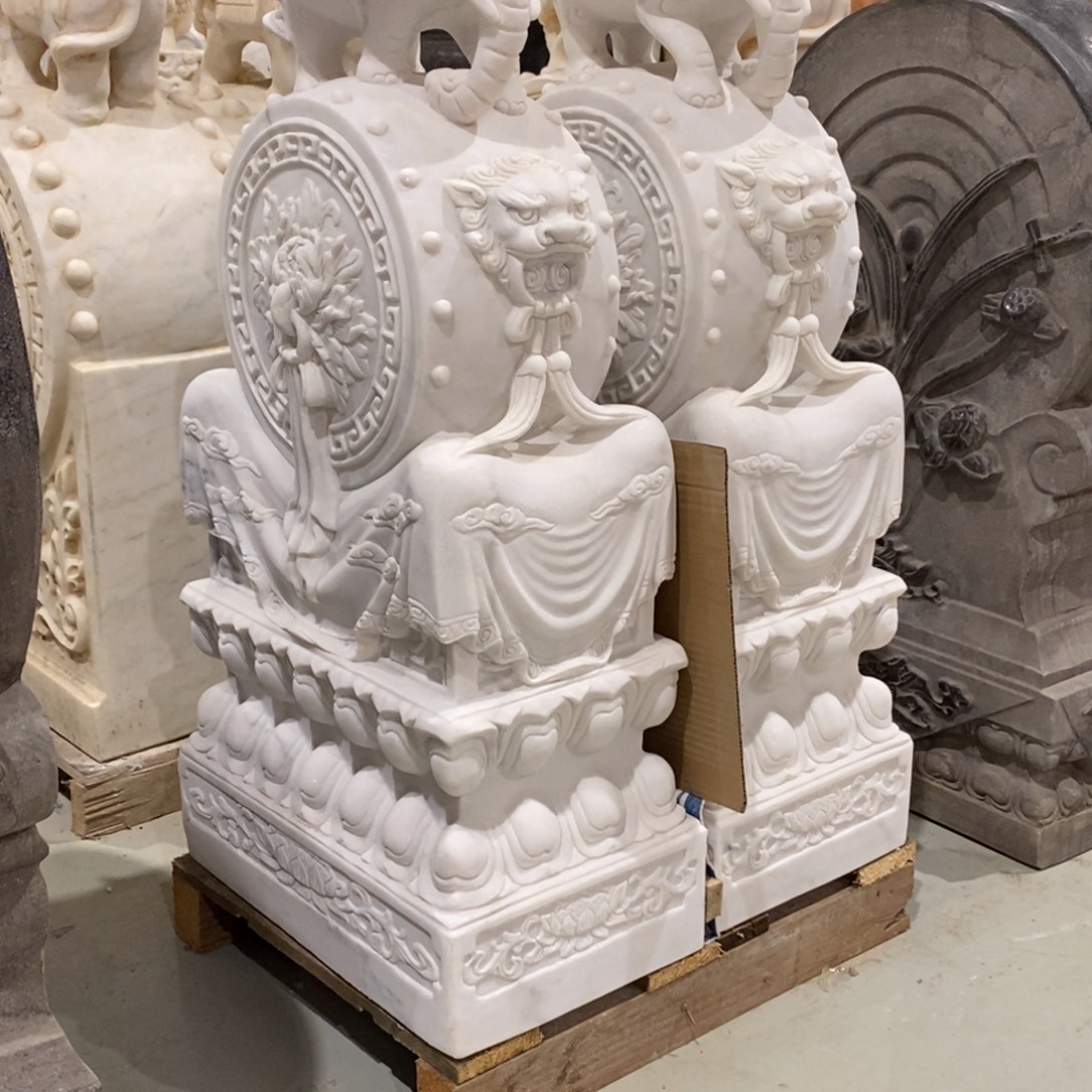 Z***u石材高80抱鼓石汉白玉不管卸车