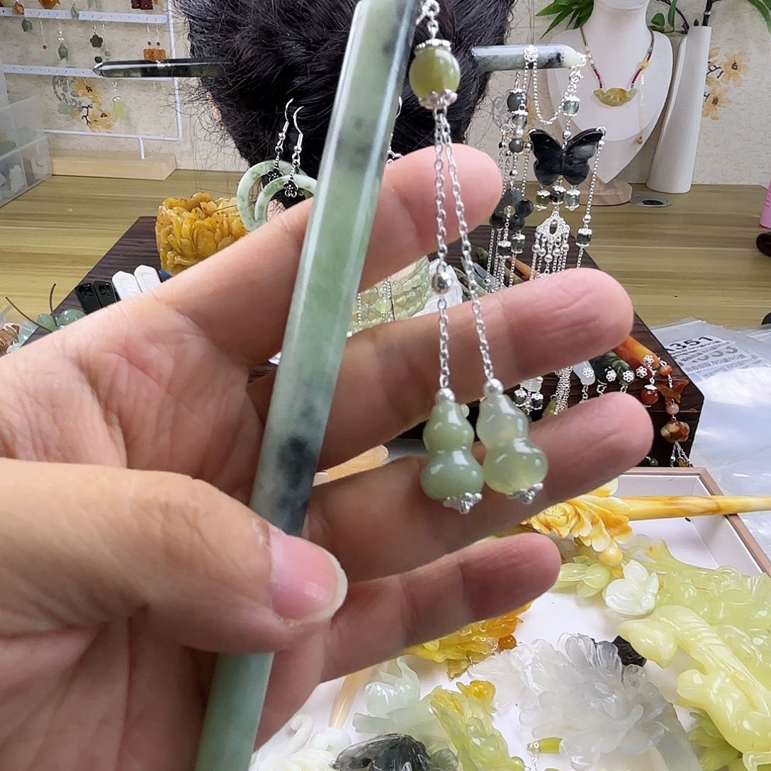 蛇纹石玉合金发饰