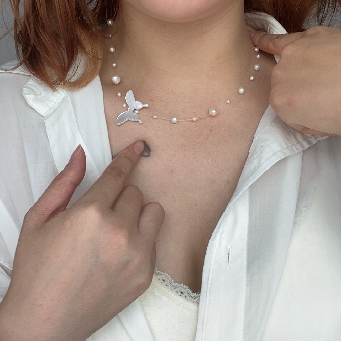 淡水珍珠银S925镶嵌颈饰