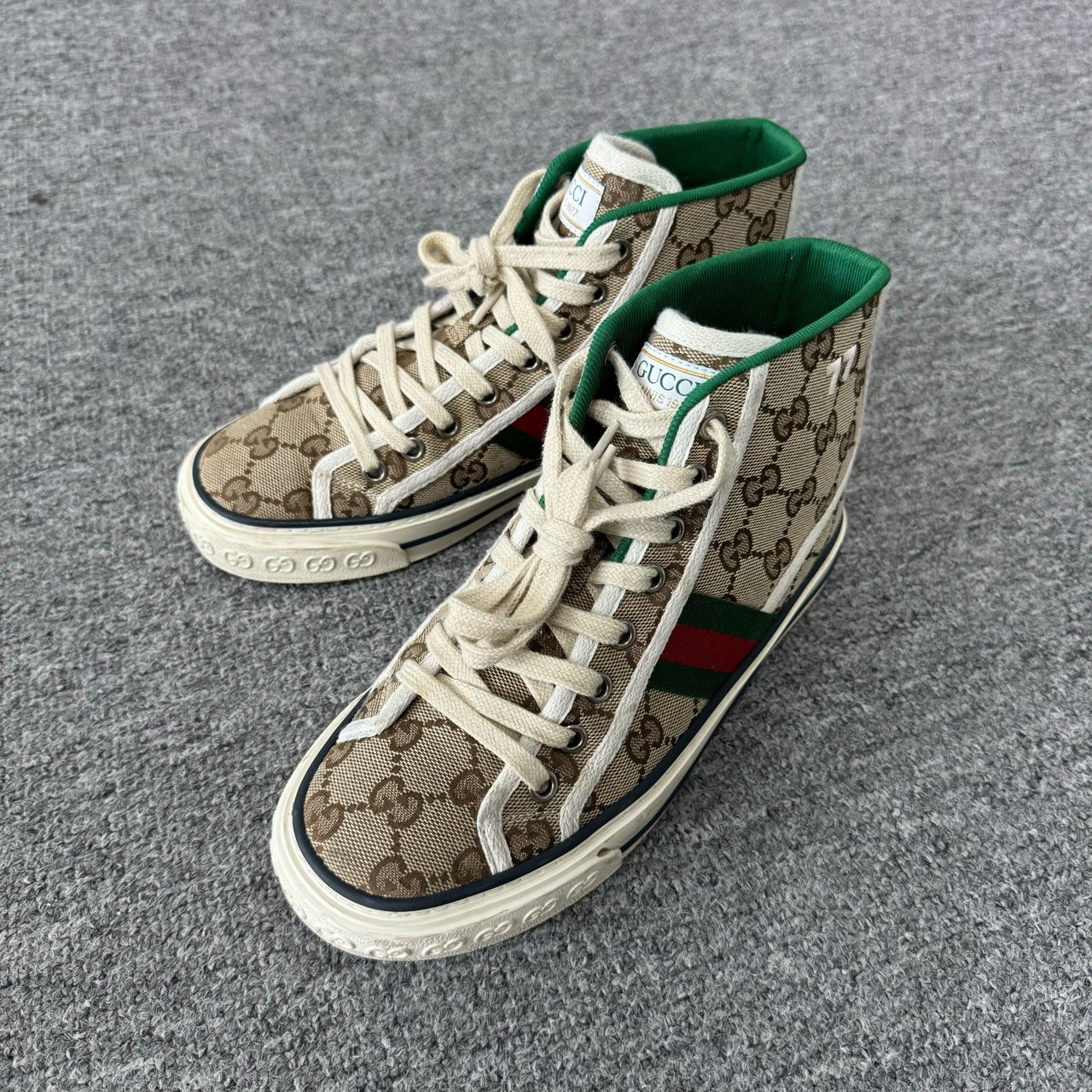 99新 GUCCI/古驰 1977 满印双G 高帮 休闲鞋 36.5码