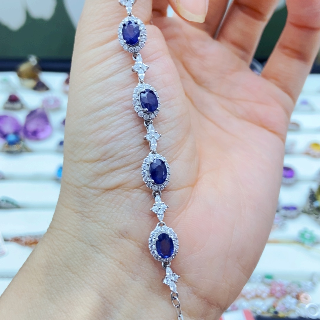 手链蓝宝石银S925镶嵌