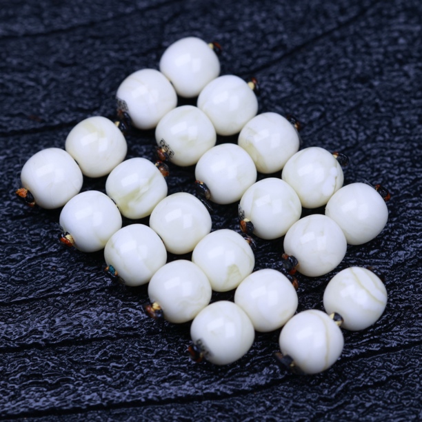 7*6.5mm俄料同料同尺寸瓷白蜜蜡腰珠文玩配饰多样性发货发一对