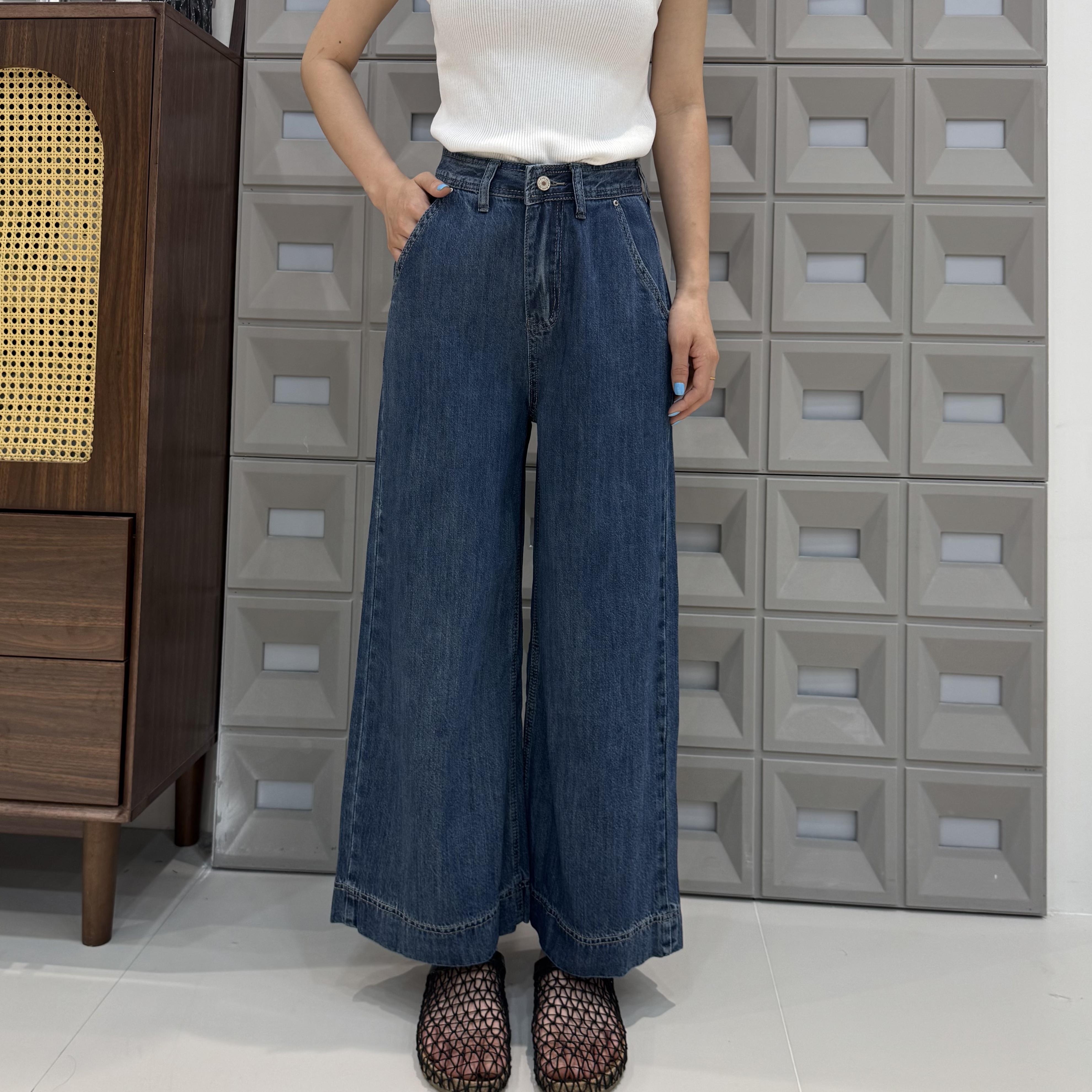 【坦姐严选 实体品质】新款九分阔腿牛仔裤99586