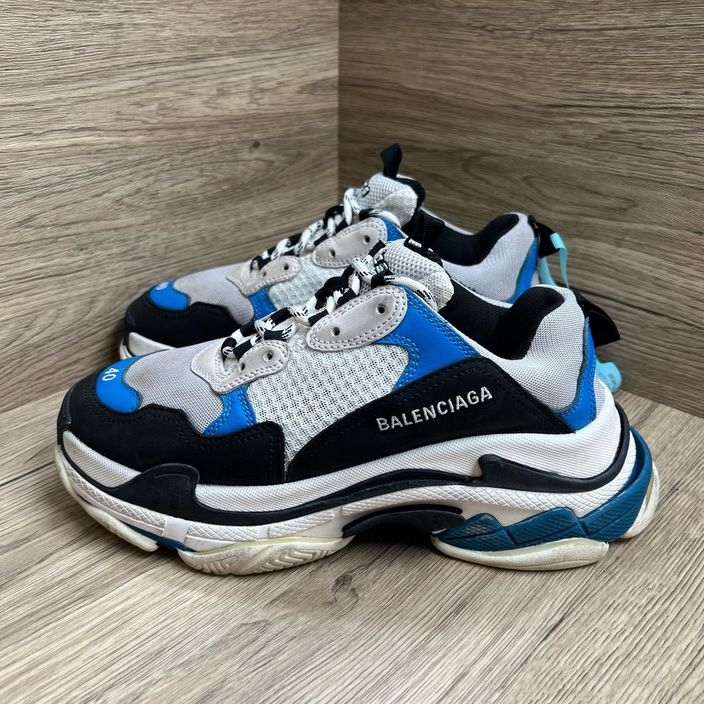 95新 Balenciaga/巴黎世家 Triple S 蓝黑老爹鞋 40码