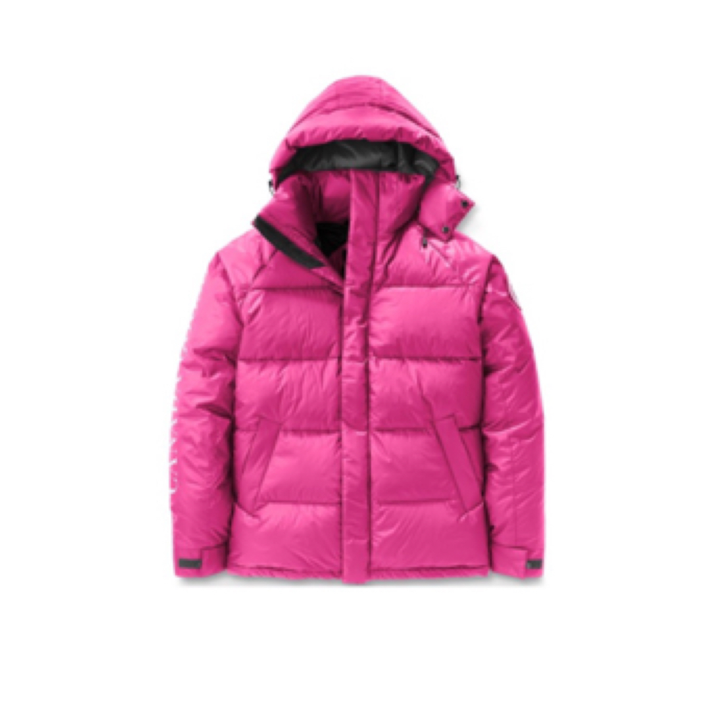 99新 CANADA GOOSE 连帽宽松羽绒服粉色/S码/A05645