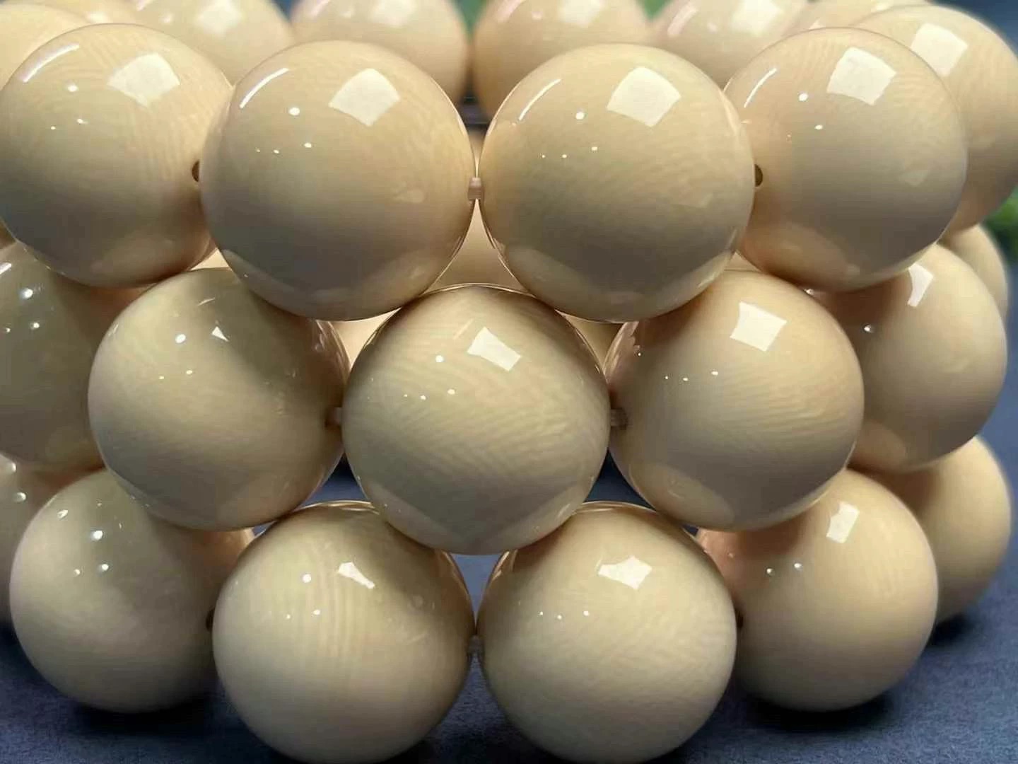 天然猛犸牙冰料极润圆珠手串原色无漂纯手工文玩 直播间改价链接
