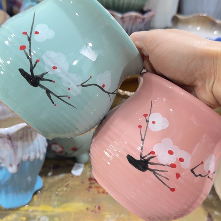 凑9块包邮，有孔，陶瓷花盆