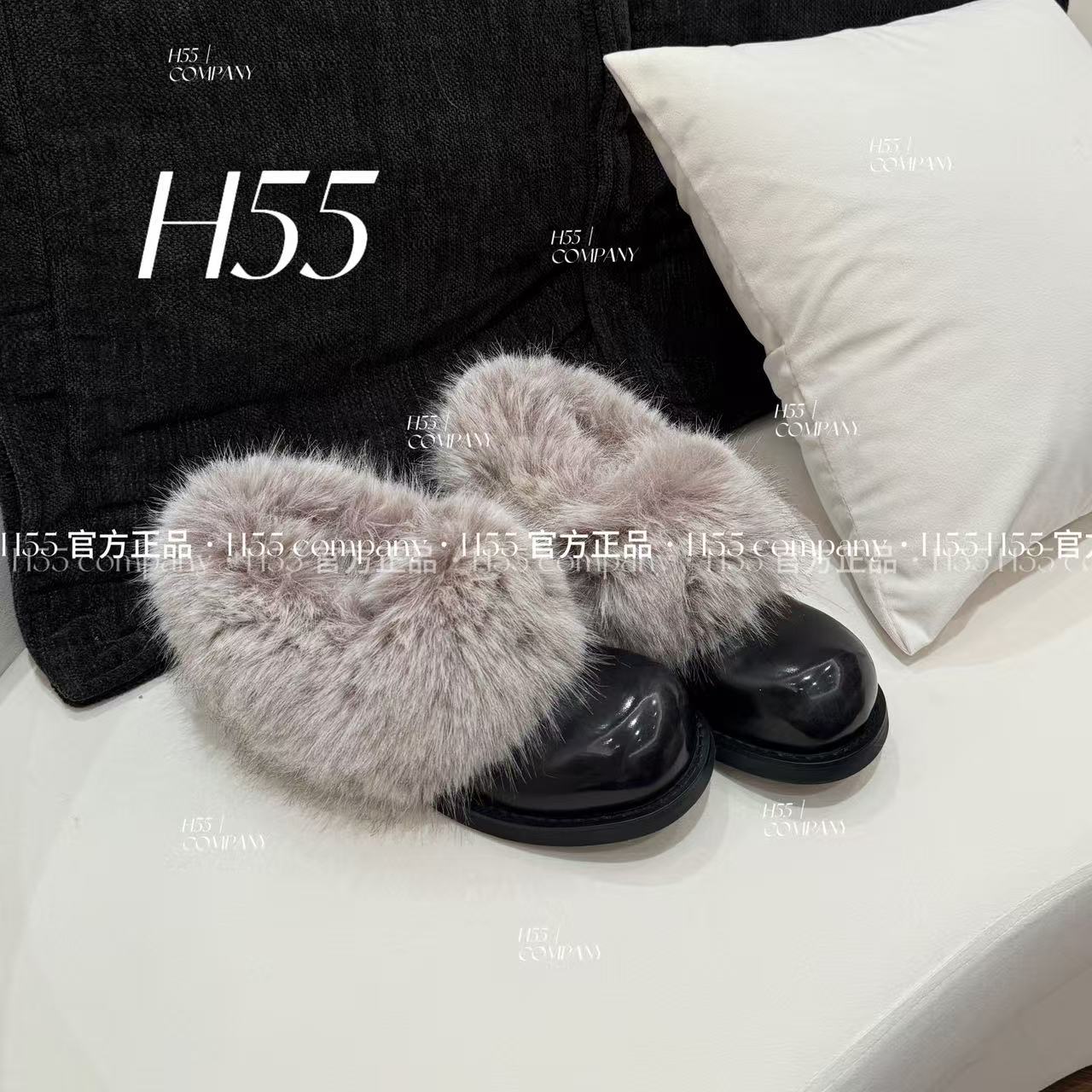 H55女鞋华沙夜曲 | 俄式美学风超好穿的圆头毛毛拖70-3058【X】