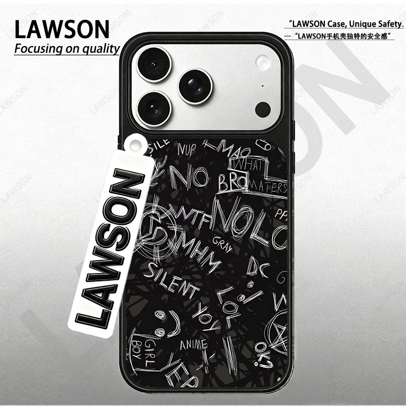 不规则字母磁吸黑边苹果17promax/16/15华为小米防摔防汗手机壳