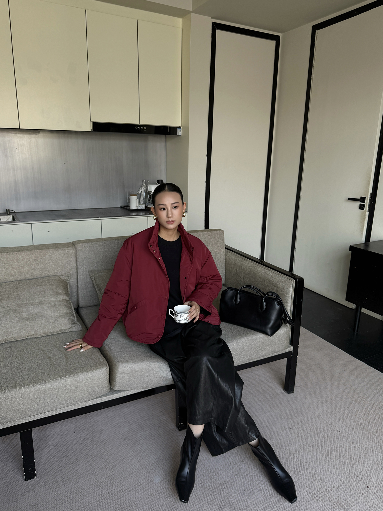 【冬品】GFF STUDIO“黑冠”纯色翻领时髦慵懒风加厚高级感外套