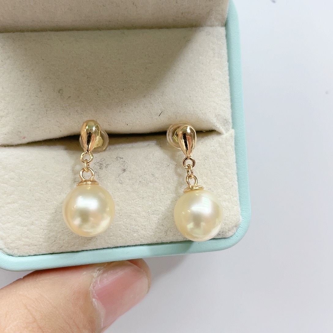 海水珍珠耳饰银S925镶嵌