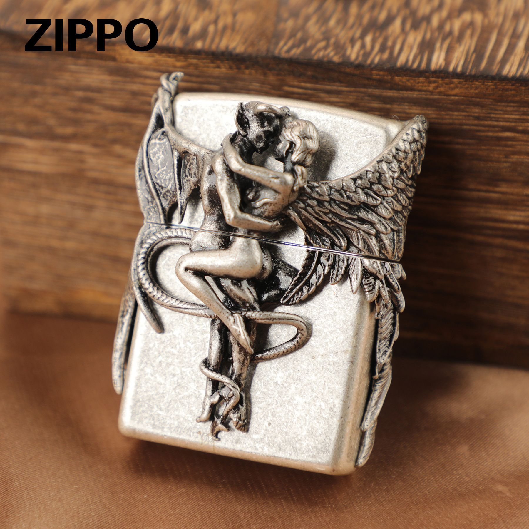 ZIPPO/之宝打火机天使与恶魔康斯坦丁仿古银防风正品男士收藏送礼