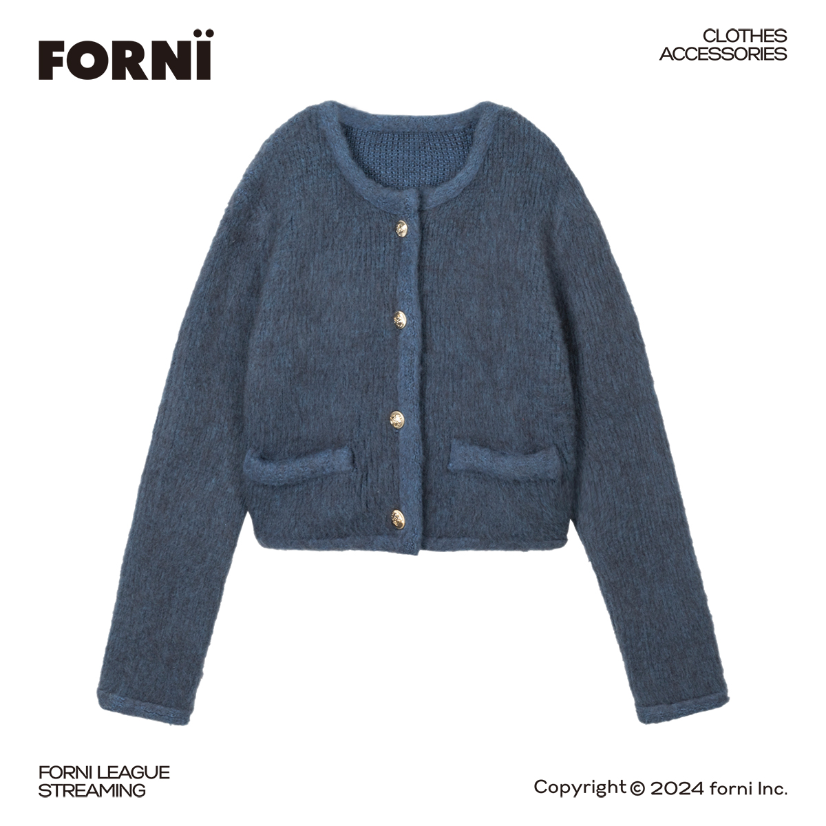 FORNI × YOYO 海盐冬天 马海毛气质时尚绵羊毛休闲短毛绒小香开衫