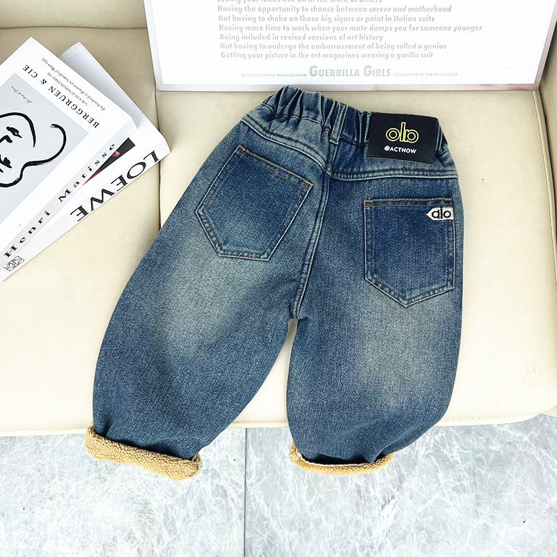 儿童加绒牛仔裤2025新款男童韩版冬装中小童洋气冬季加厚休闲长裤