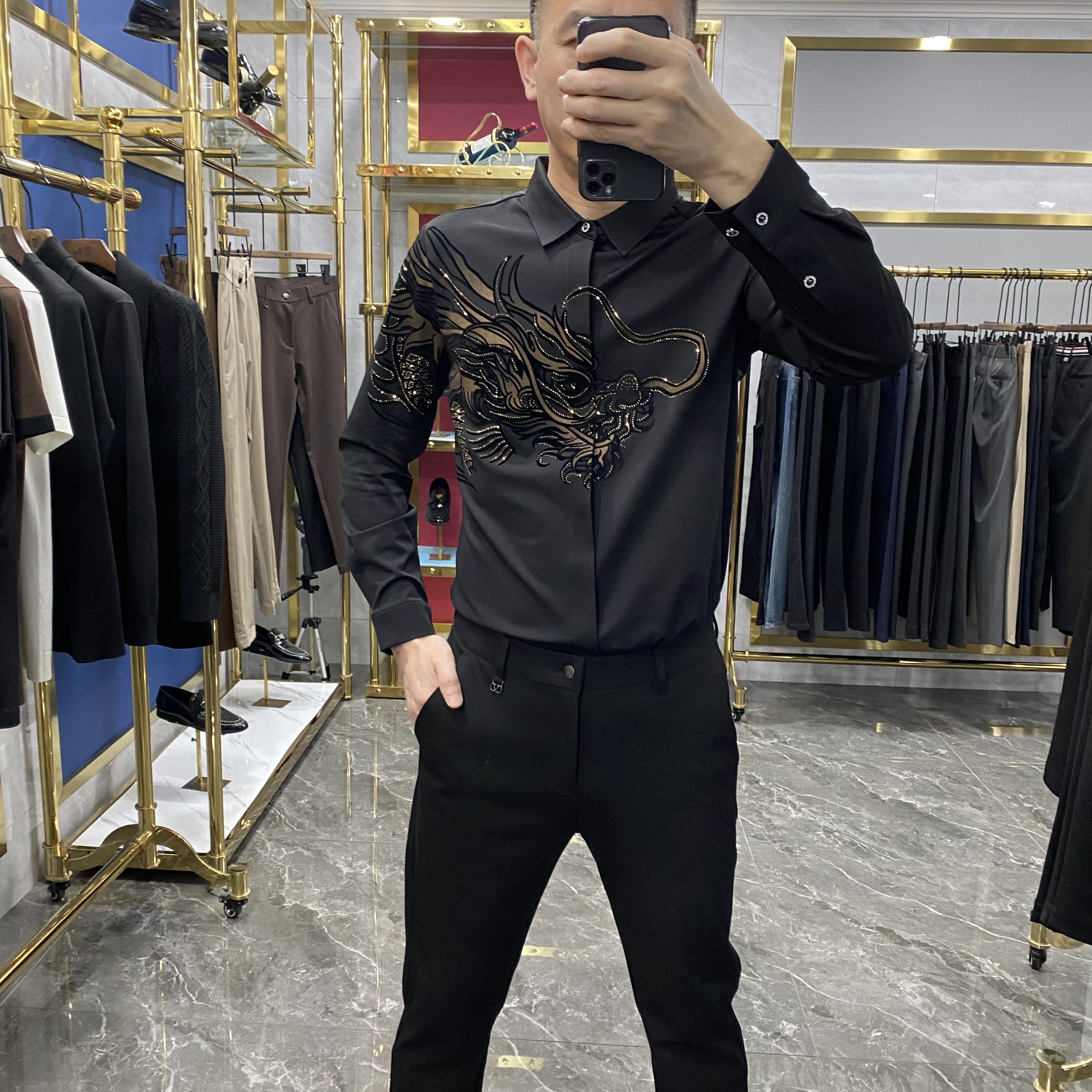 X2086欧货轻奢新款男士高品质修身无痕百搭时尚潮流长袖衬衫