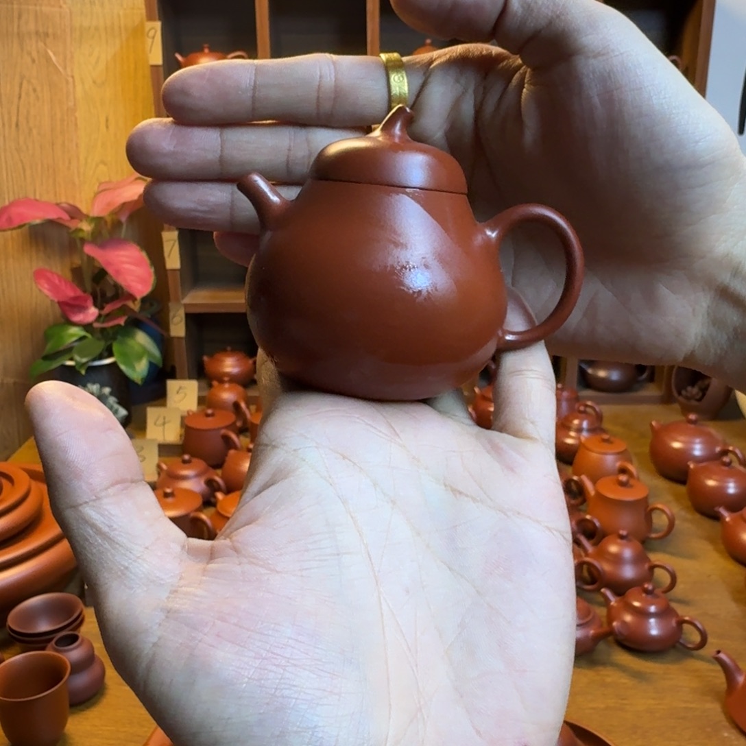紫砂茶壶潮州朱泥壶茄瓜100cc