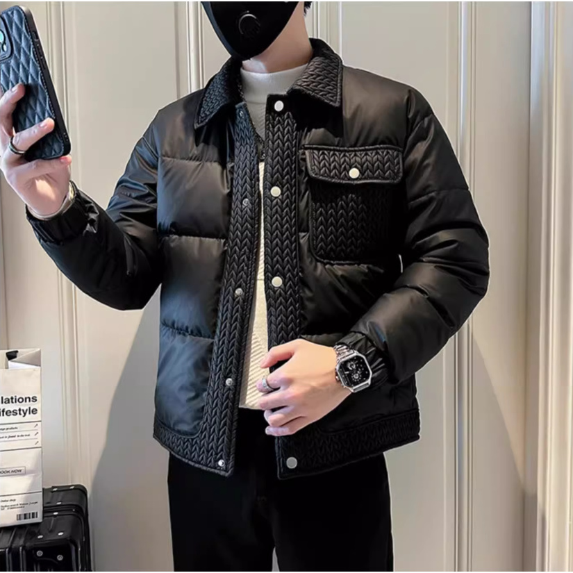 男士服男款冬季潮牌麦穗拼接棉袄子2025新款高级感冬装外套加厚