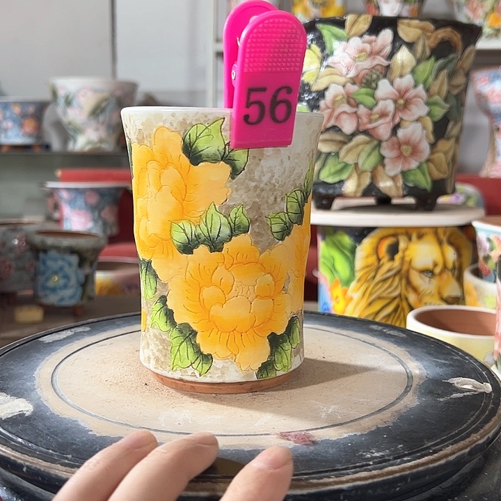 景德镇手绘花盆满38包邮