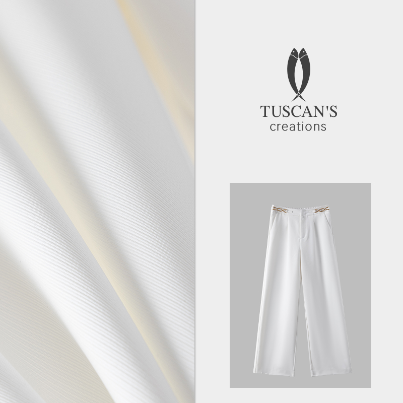 TUSCAN'S CREATIONS时尚百搭纯色垂感宽松直筒高腰女士休闲裤