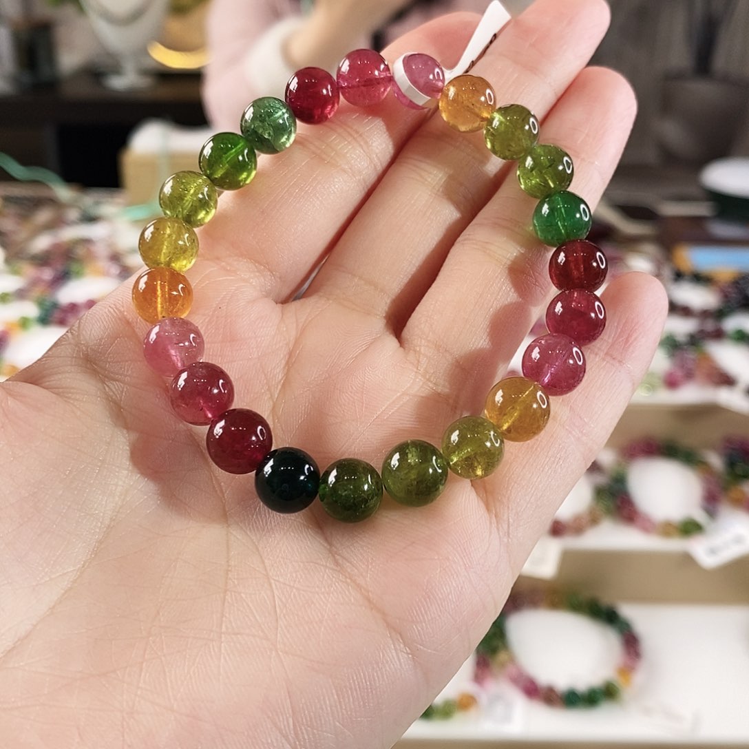 碧玺手串未镶嵌G2402单圈颜色微差
