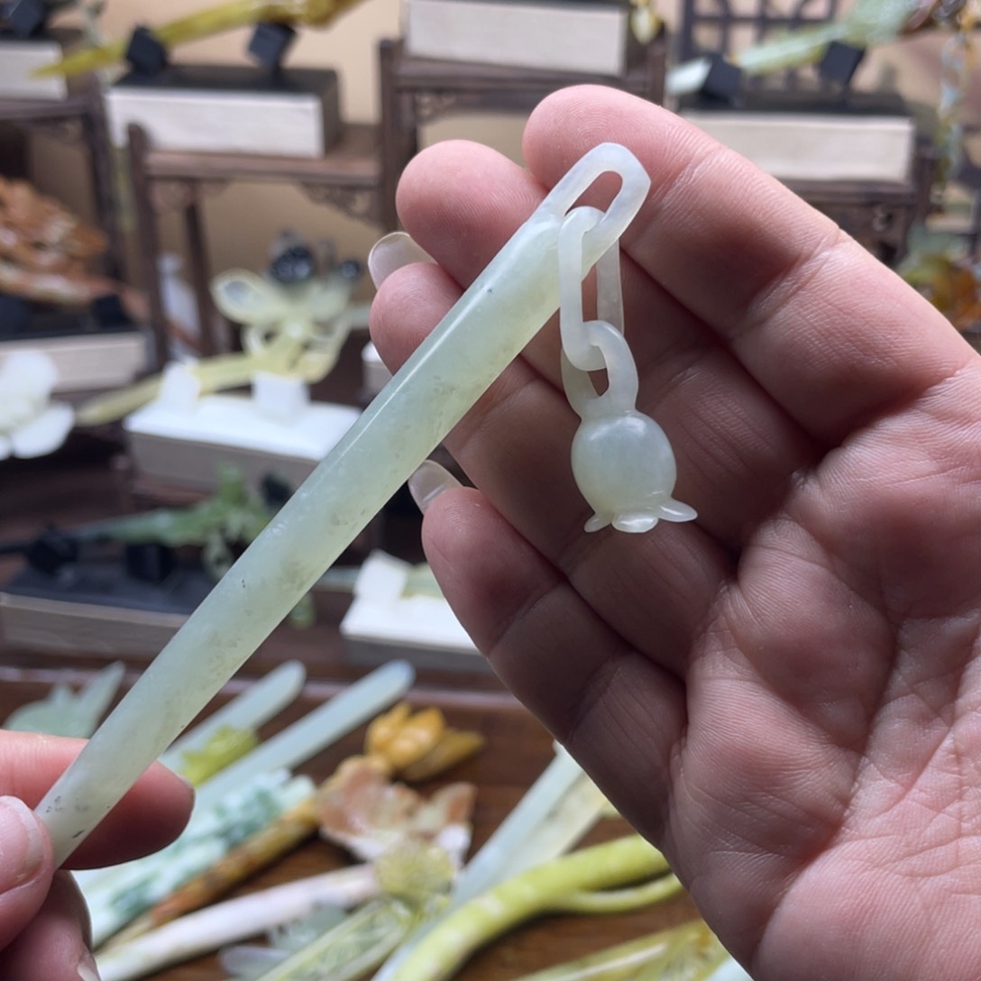 岫玉发饰未镶嵌岫玉流苏发簪