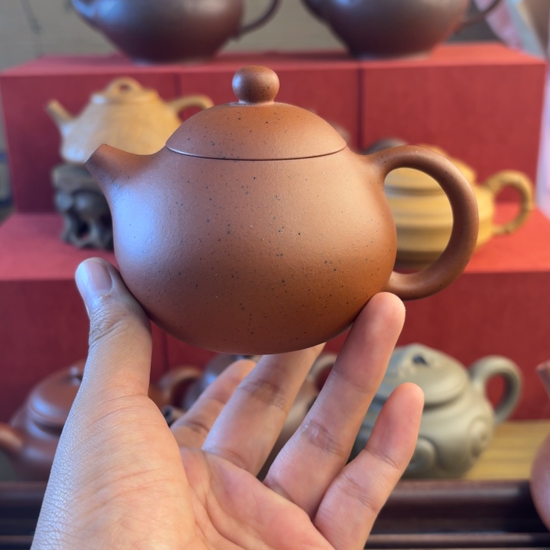 红泥茶壶黄龙山老红泥半手放漏容量230左右