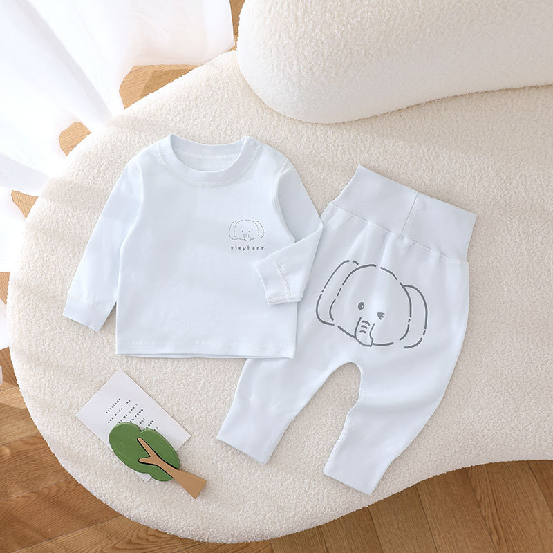 婴儿衣服秋衣秋裤新生儿高腰分体衣套装服春秋冬季款睡衣全棉无骨