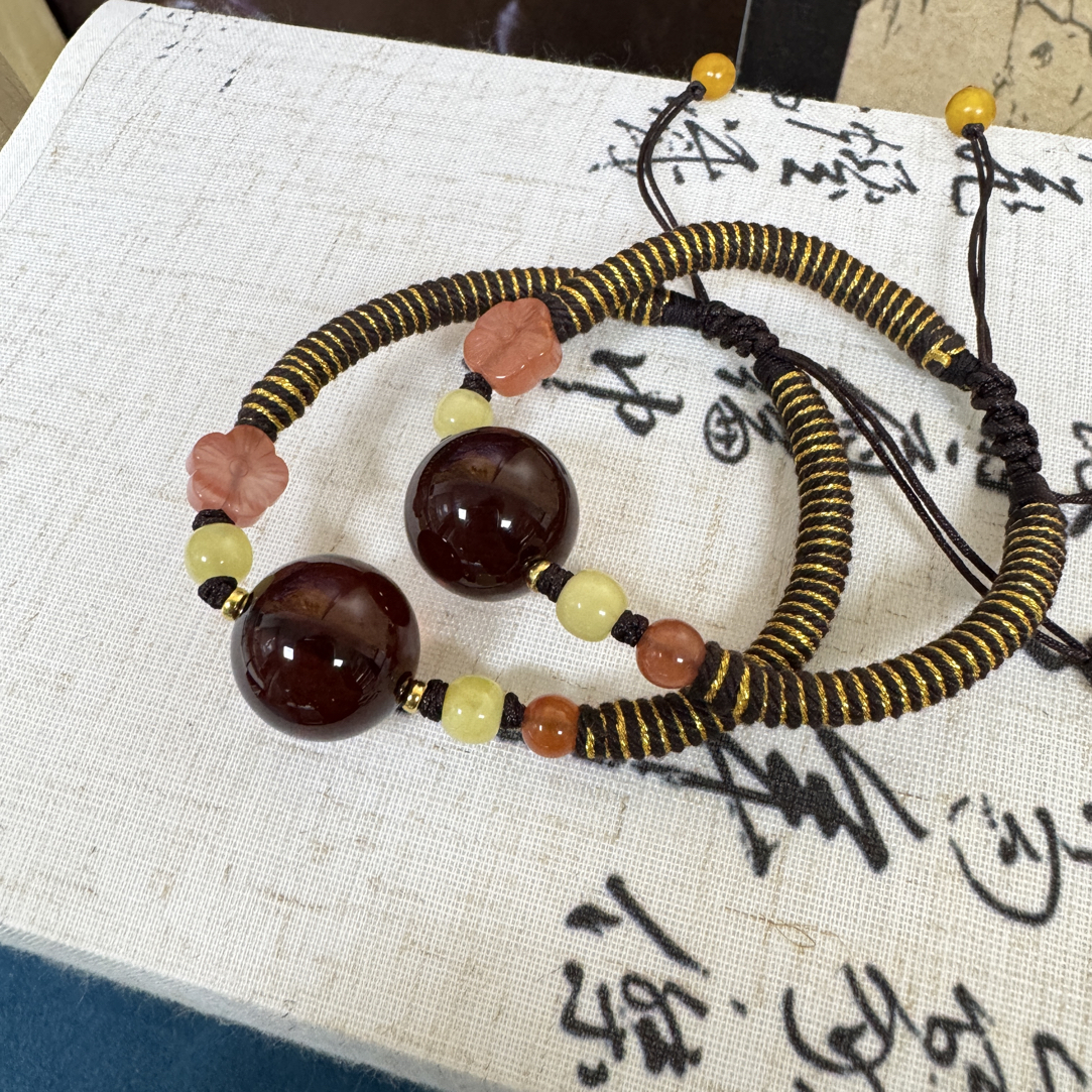 天然琥珀血珀单珠多样性发货发其一手绳17mm➕尺寸