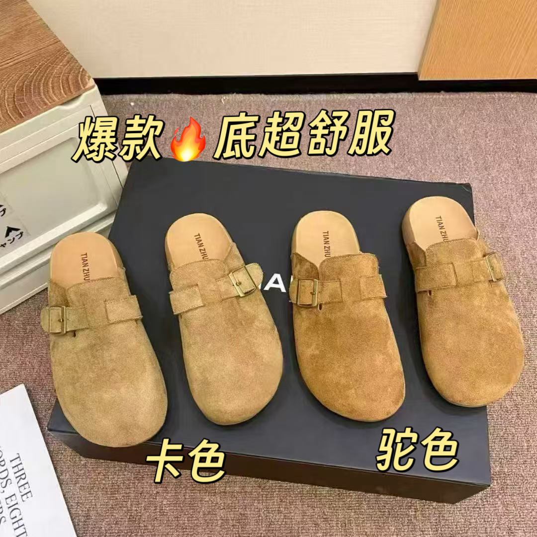 厚底勃肯拖鞋2025秋冬新款外穿包头半拖鞋一脚蹬时尚百搭懒人拖鞋
