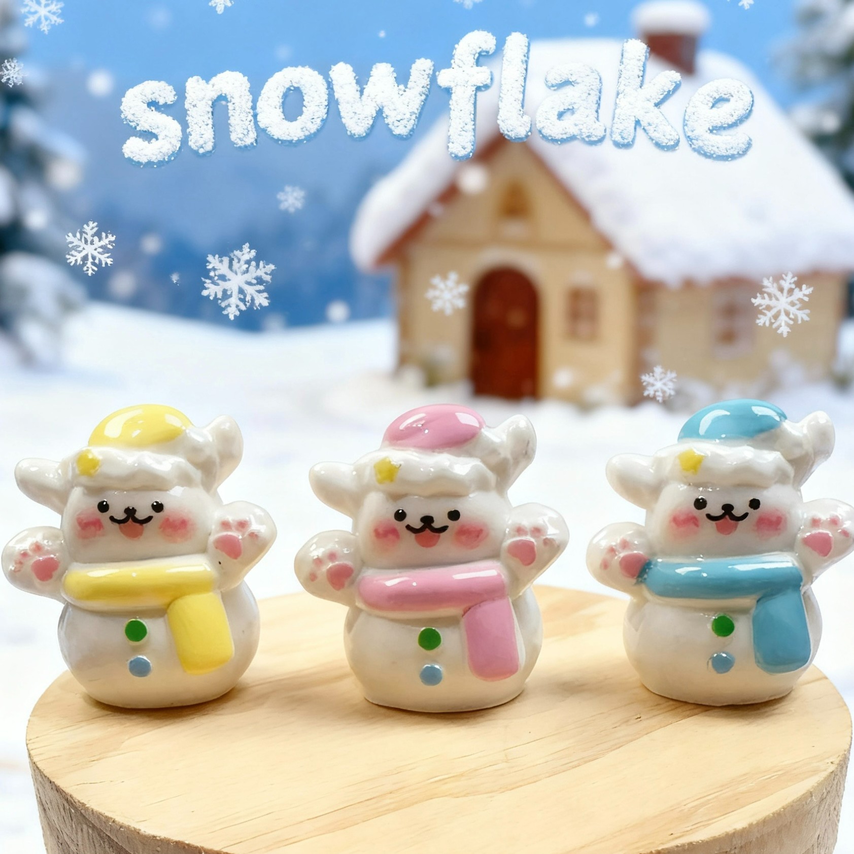 【雪巧巧定制-线条雪人食玩DIY配件立体可爱迷你】-DIY树脂食玩配件