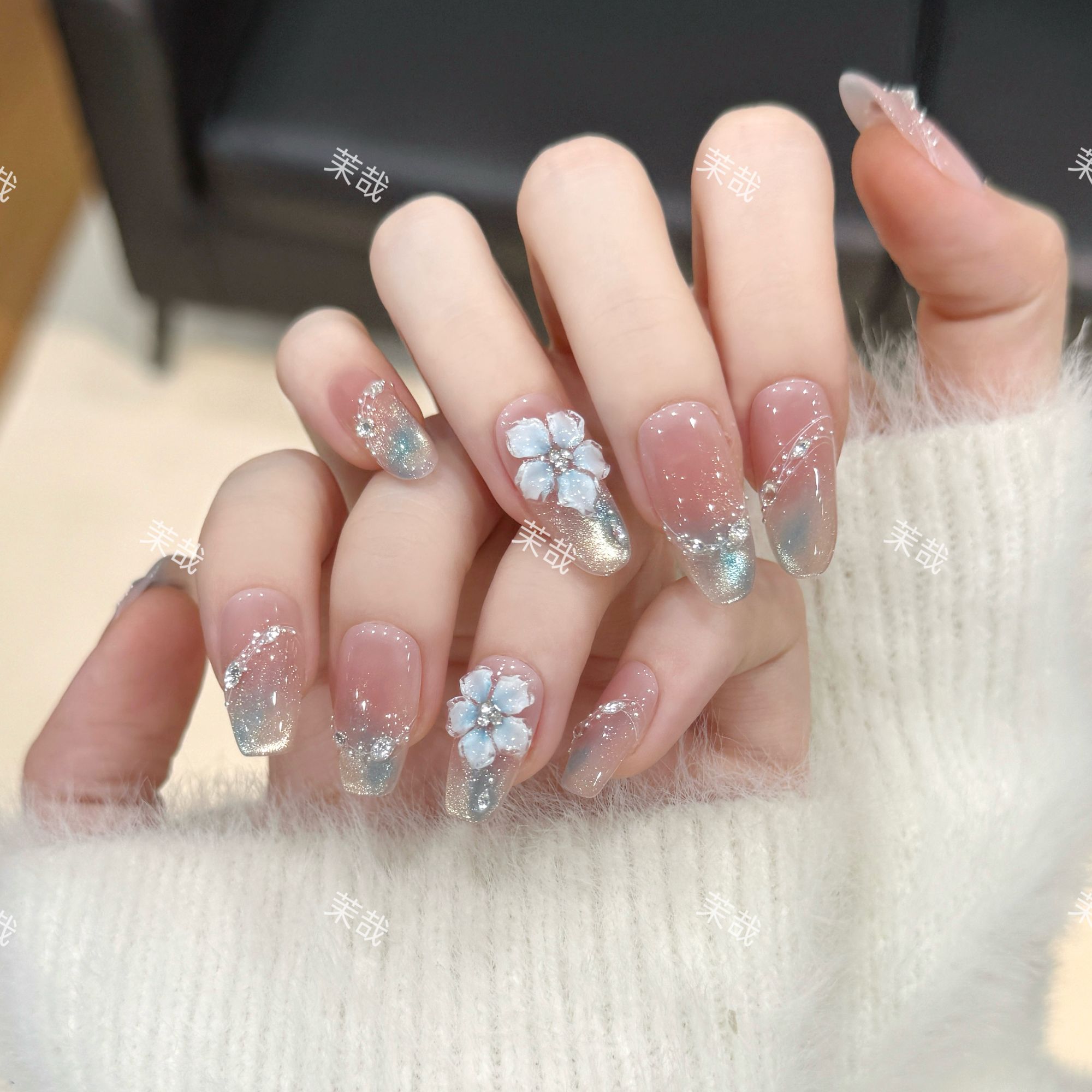 茉哉现货【夏夜花园】纯手工定制拆卸穿戴甲A4333