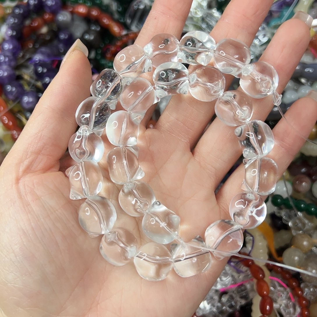 玛瑙/玉髓未镶嵌珠宝半成品，压电白水晶猫头25颗