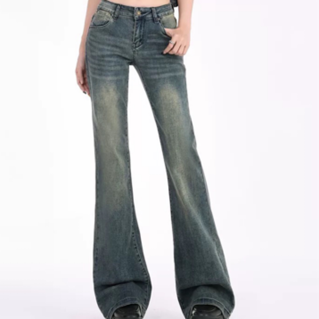 默认瑕疵，过款下单直筒阔腿微辣牛仔裤夏季新款阔腿拖地小众百搭