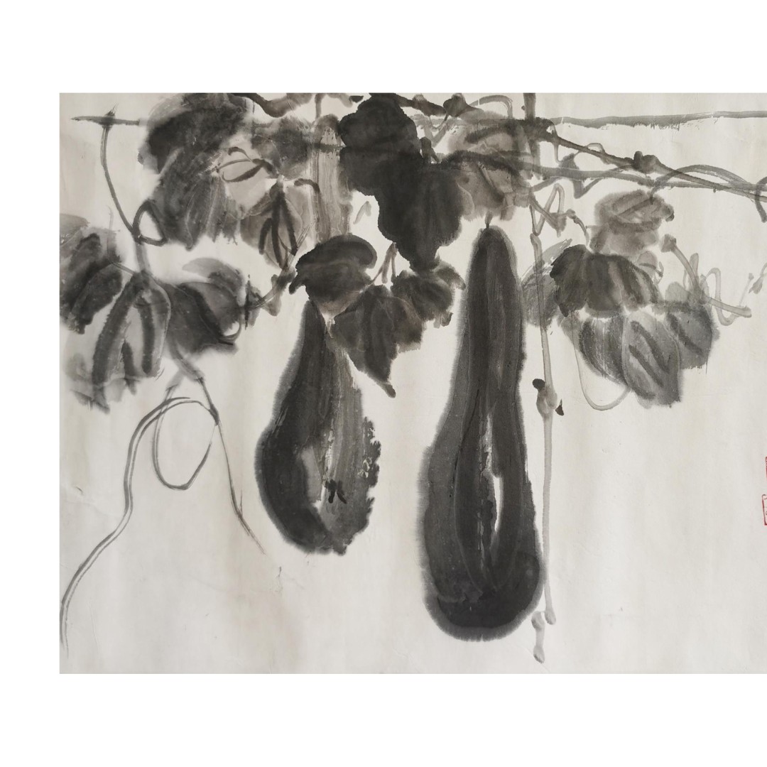 【辽拍】V250709-2-27《丝瓜》（1.5平尺）纸本镜片 ws26