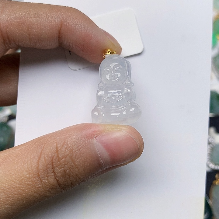 颈饰18K金镶嵌翡翠天然翡翠