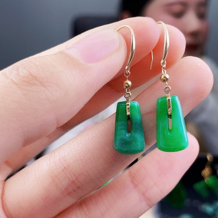 翡翠耳饰18K金镶嵌饰品