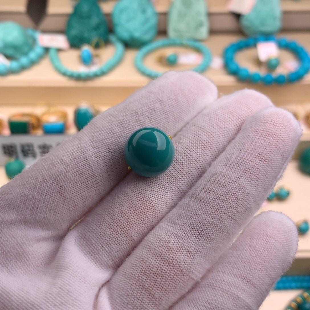 绿松石珠宝奇石未镶嵌13.4mm
