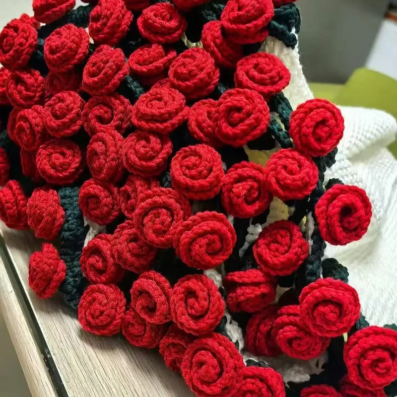 吖偶5股铃兰手工毛线diy花束汽车成品毯子钩织铃兰玫瑰毯变花束