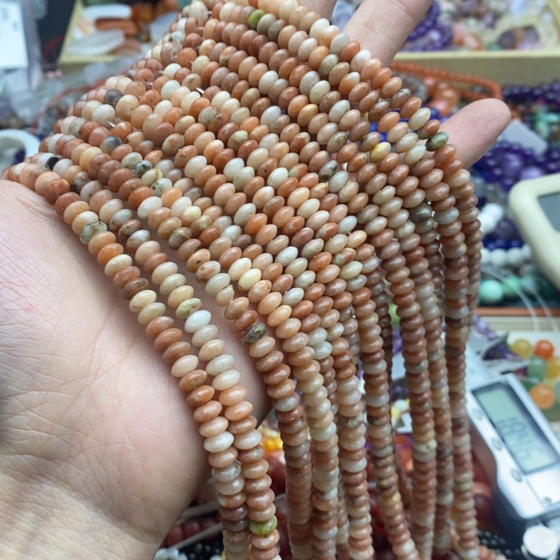 玛瑙/玉髓未镶嵌珠宝半成品一条天然6mm红梅花玉算盘珠