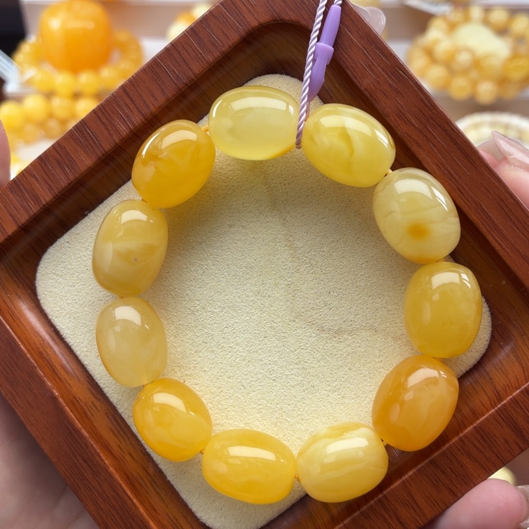 琥珀未镶嵌裸石B491糖果多宝手串卡13+