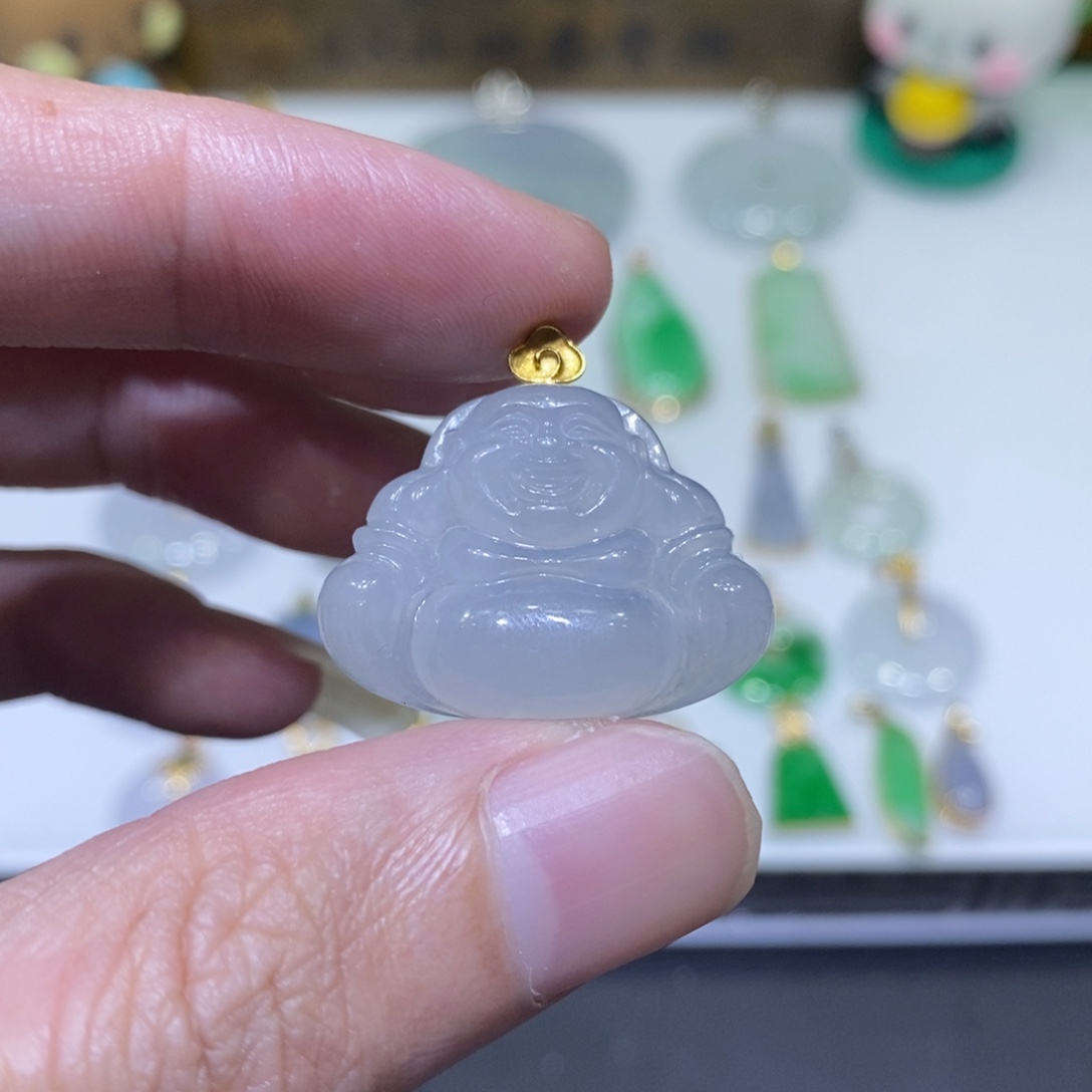 翡翠18K金镶嵌吊坠(不含链)