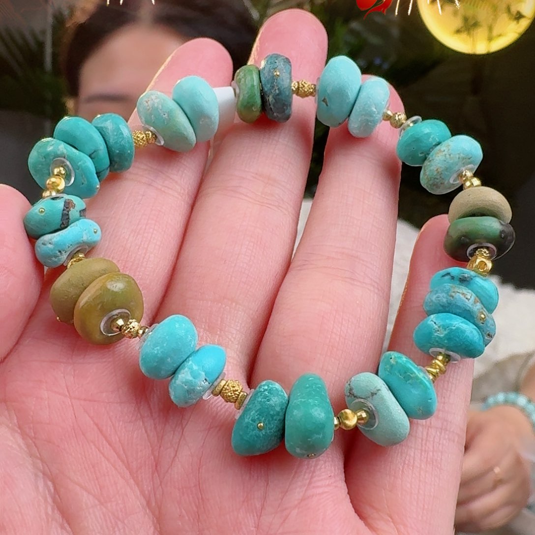 绿松石珠宝奇石18K金镶嵌