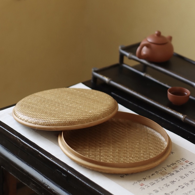 竹制普洱饼茶盒茶仓茶饼收纳盒单层分茶盘功夫茶道配件