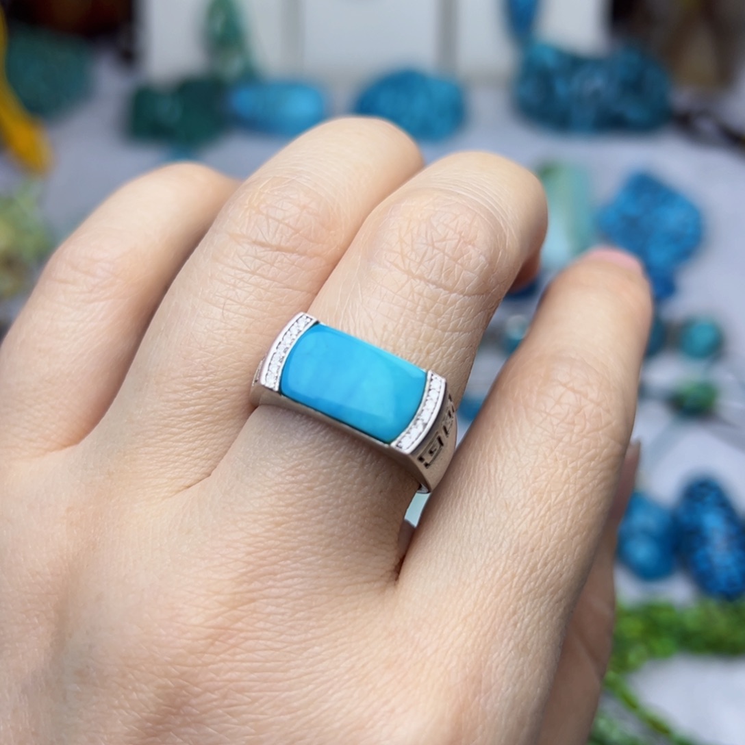 绿松石珠宝奇石银S925镶嵌