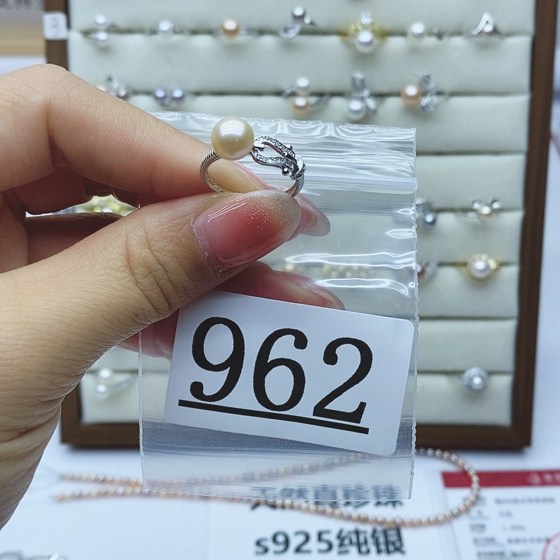 淡水珍珠戒指银S925镶嵌962