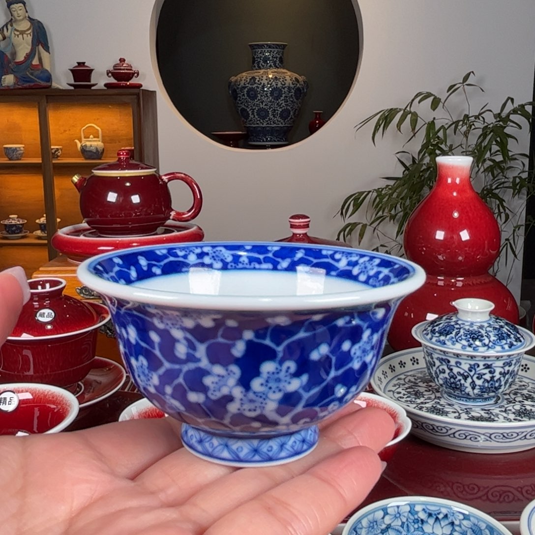 杯【闻轩坊柴窑】冰梅迷你压手杯